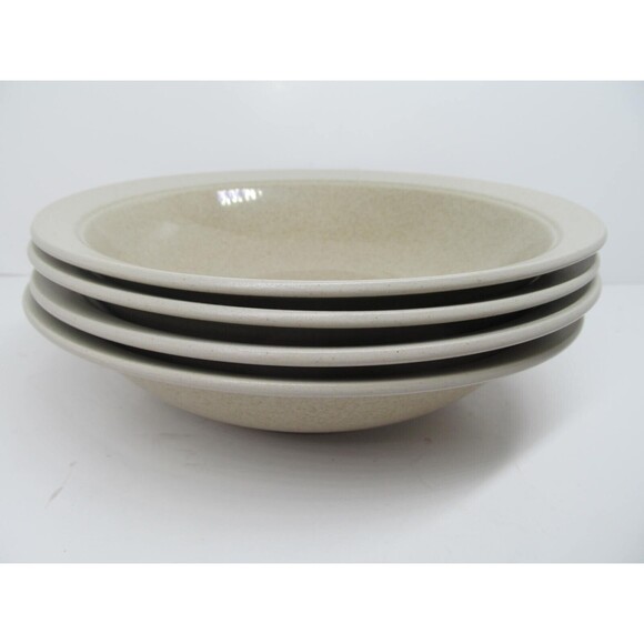 Mikasa Stone Craft CF-404 Sand Piper Set Of 4 Yellow/Green 8" Soup Bowls VGC - Picture 6 of 6